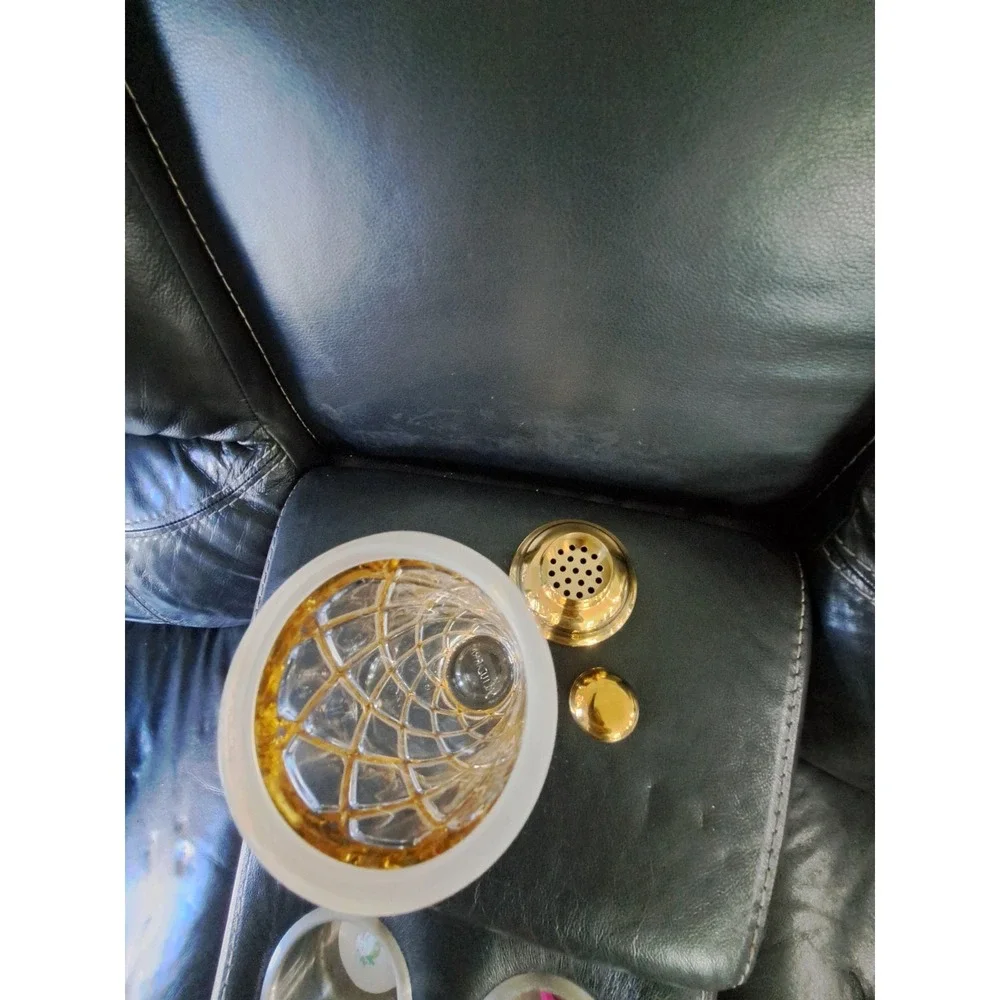 Vintage Glass 18K‎ Gold Joseph Altuzarre Gold Lattice Martini Shaker